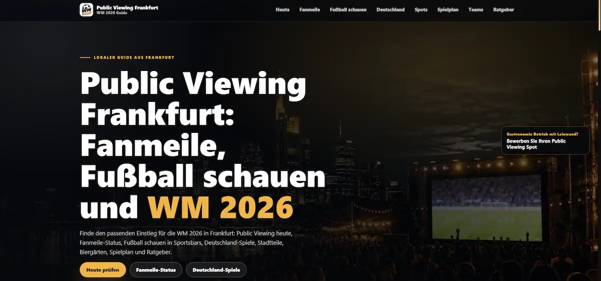 PublicViewingFrankfurt.de Event-Landingpage von rZWEI media