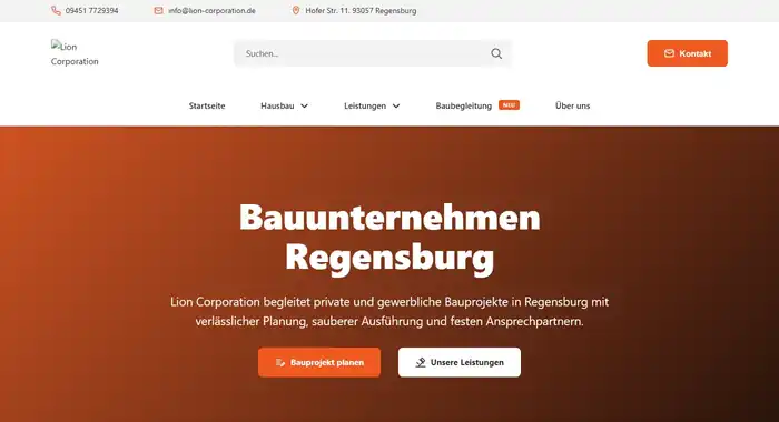 Webdesign Referenz Bau und Handwerk Lion Corporation